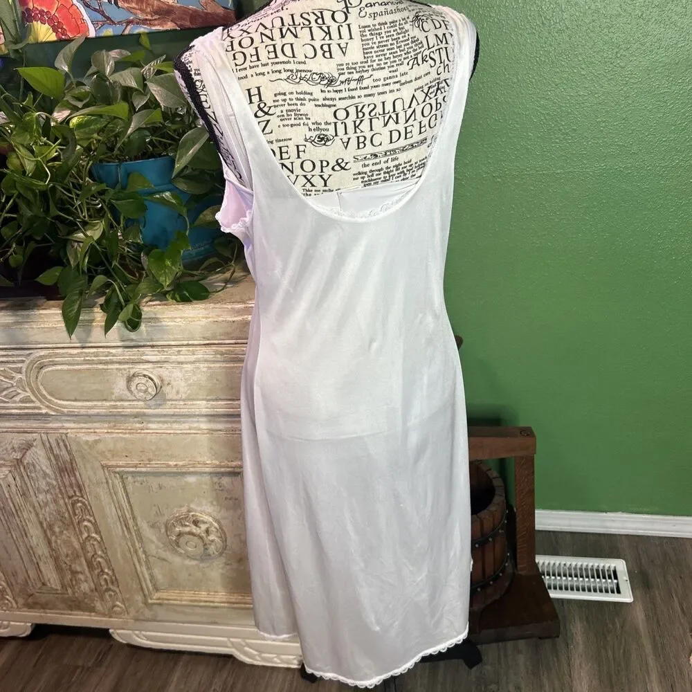 Vintage Montgomery Ward White Night Granny Slip With Lace Trim 36